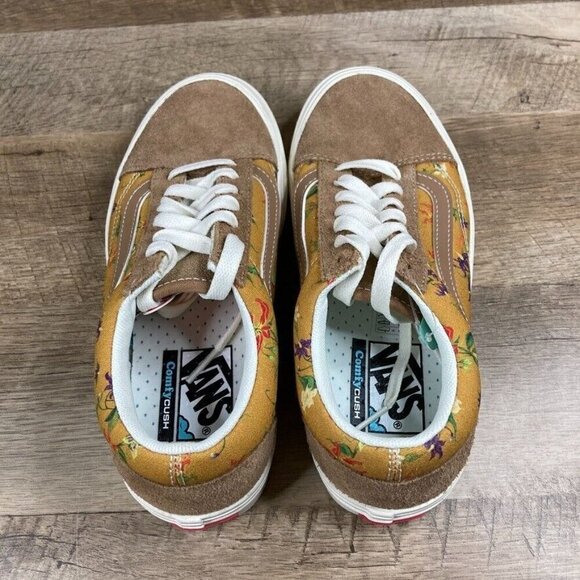 VANS Comfycush Old Skool Fatal Floral Golden Brown Shoes Sneakers Womens 6 NEW - Picture 6 of 11